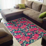 Pomegranate Floral Pattern Print Sillvela Area Rug