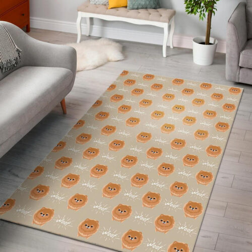 Pomeranian Dog Print Pattern Sillvela Area Rug