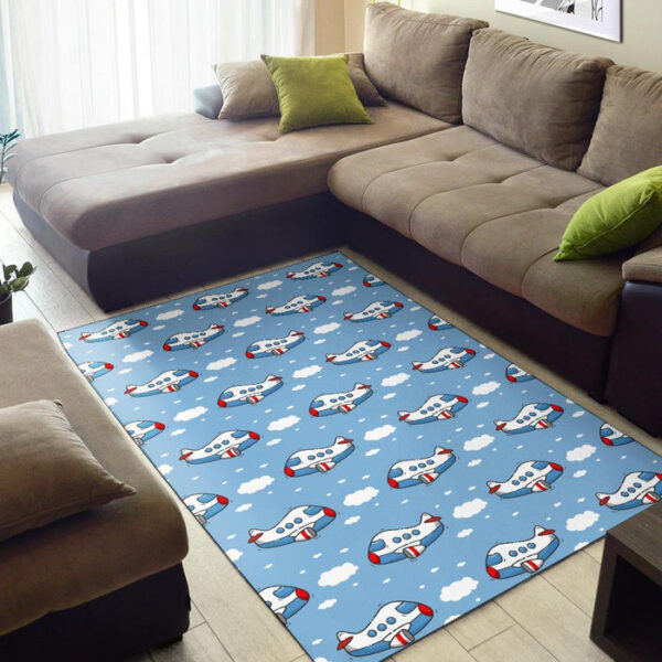 Print Airplane Pattern Sillvela Area Rug
