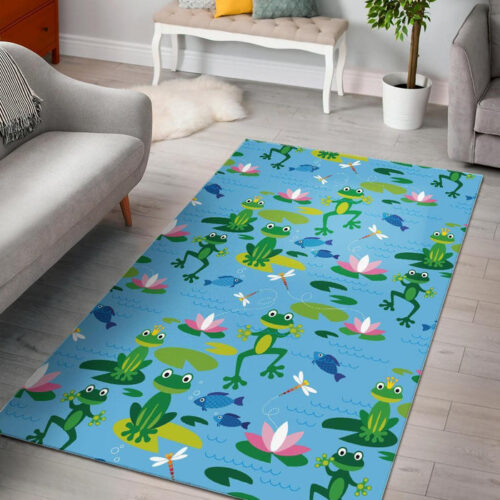Print Pattern Frog Sillvela Area Rug