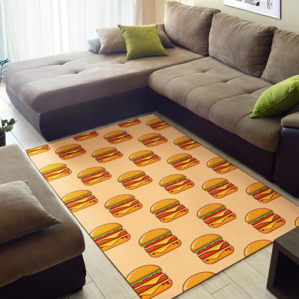 Print Pattern Hamburger Sillvela Area Rug