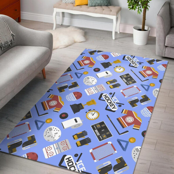 Print Pattern Hockey Sillvela Area Rug