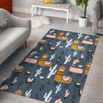 Print Pattern Llama Cactus Sillvela Area Rug