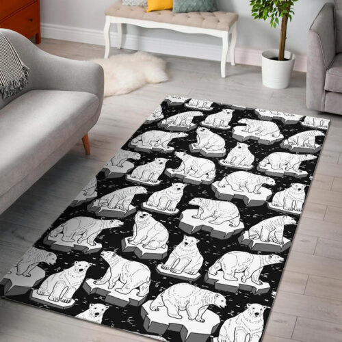 Print Pattern Polar Bear Sillvela Area Rug