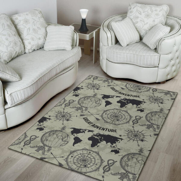 Print Pattern World Map Sillvela Area Rug