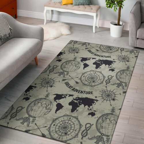 Print Pattern World Map Sillvela Area Rug