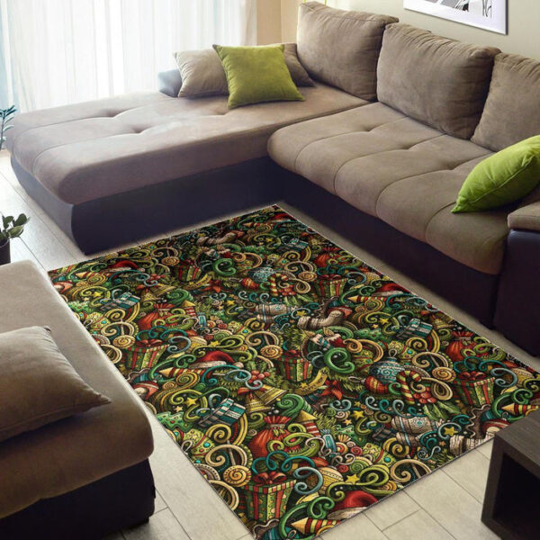 Psychedelic Christmas Pattern Print Sillvela Area Rug