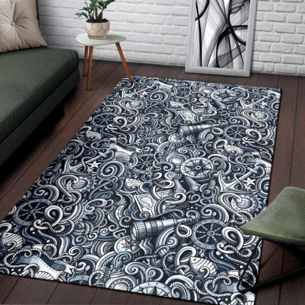 Psychedelic Compass Pattern Print Sillvela Area Rug