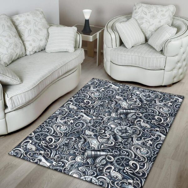 Psychedelic Compass Pattern Print Sillvela Area Rug