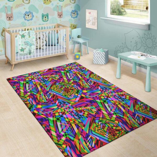 Psychedelic Geometric Multicolor Sillvela Area Rug