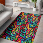 Psychedelic Geometric Print Sillvela Area Rug