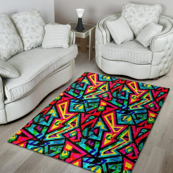 Psychedelic Geometric Print Sillvela Area Rug
