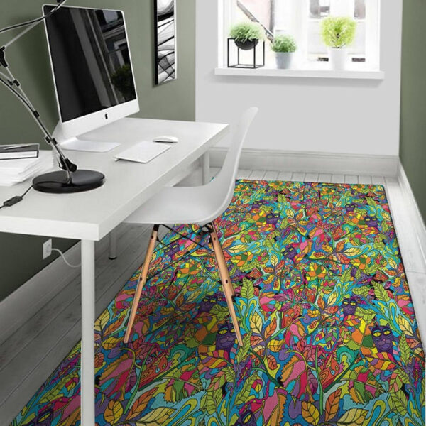 Psychedelic Jungle Forest Floral Sillvela Area Rug