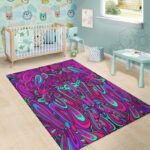 Psychedelic Trippy Doodle Sillvela Area Rug