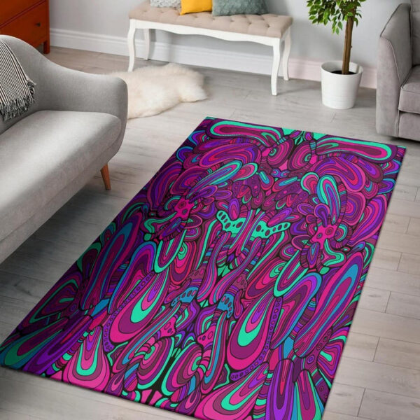 Psychedelic Trippy Doodle Sillvela Area Rug