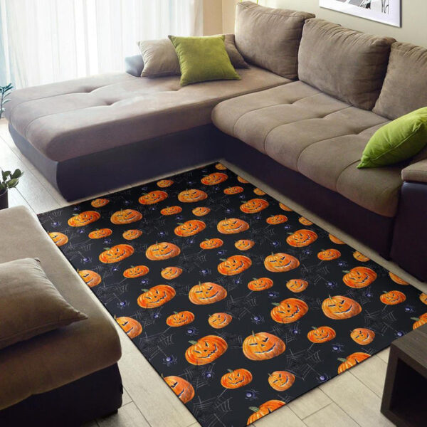 Pumpkin Halloween Print Pattern Sillvela Area Rug