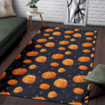 Pumpkin Halloween Print Pattern Sillvela Area Rug