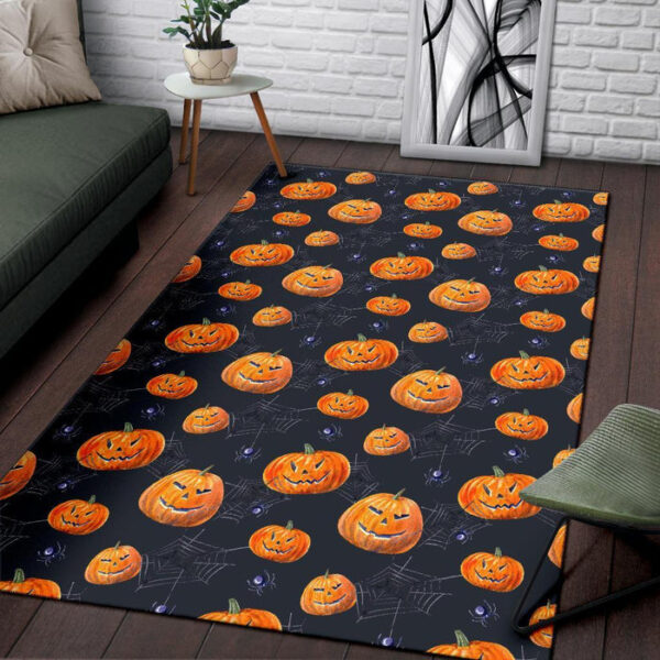 Pumpkin Halloween Print Pattern Sillvela Area Rug