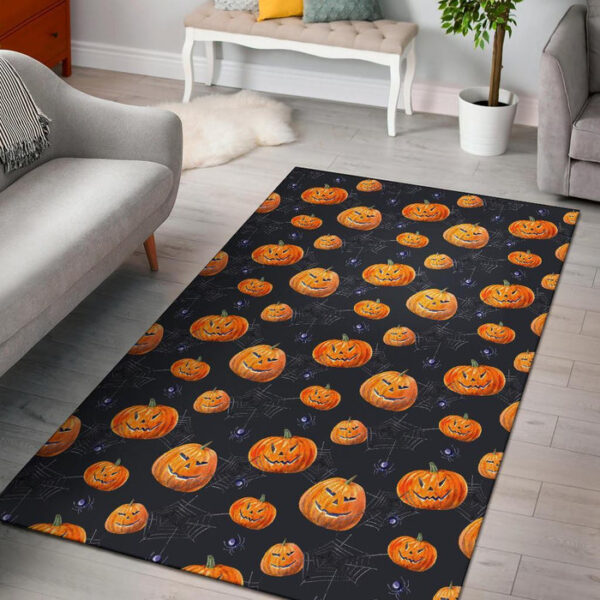 Pumpkin Halloween Print Pattern Sillvela Area Rug