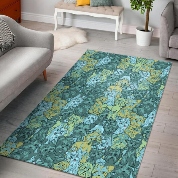 Puppy Yorkshire Terrier Dog Pattern Print Sillvela Area Rug