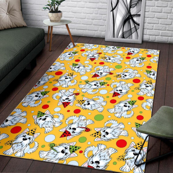 Puppy Yorkshire Terrier Dog Print Pattern Sillvela Area Rug
