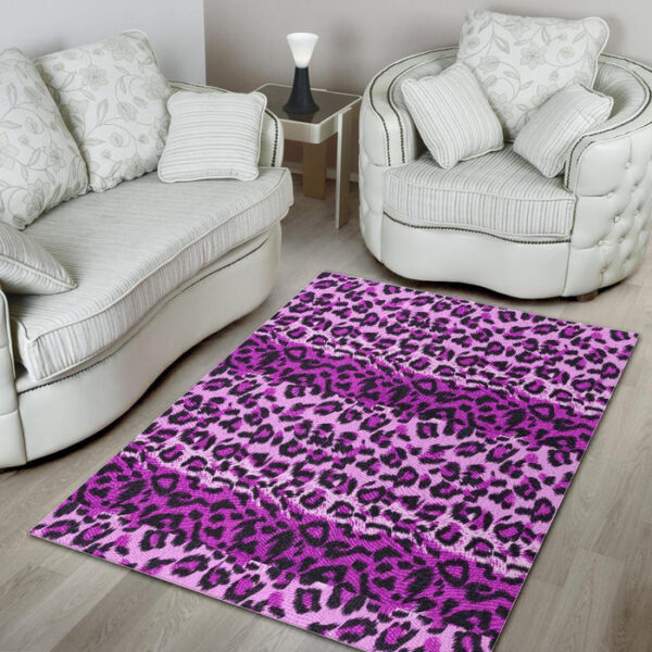 Purple Cheetah Leopard Pattern Print Sillvela Area Rug