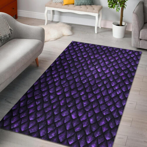 Purple Egg Skin Dragon Pattern Print Sillvela Area Rug