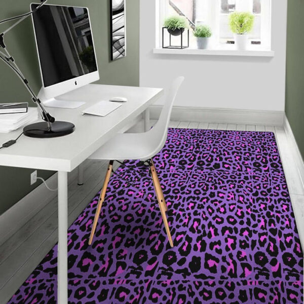 Purple Leopard Sillvela Area Rug