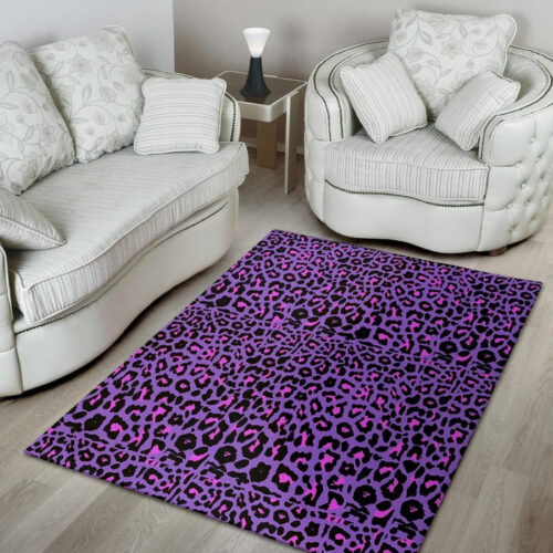 Purple Leopard Sillvela Area Rug