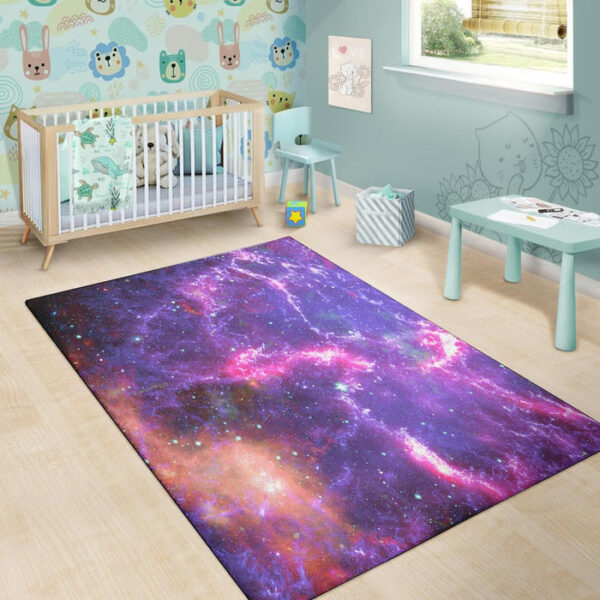 Purple Nebula Galaxy Space Sillvela Area Rug