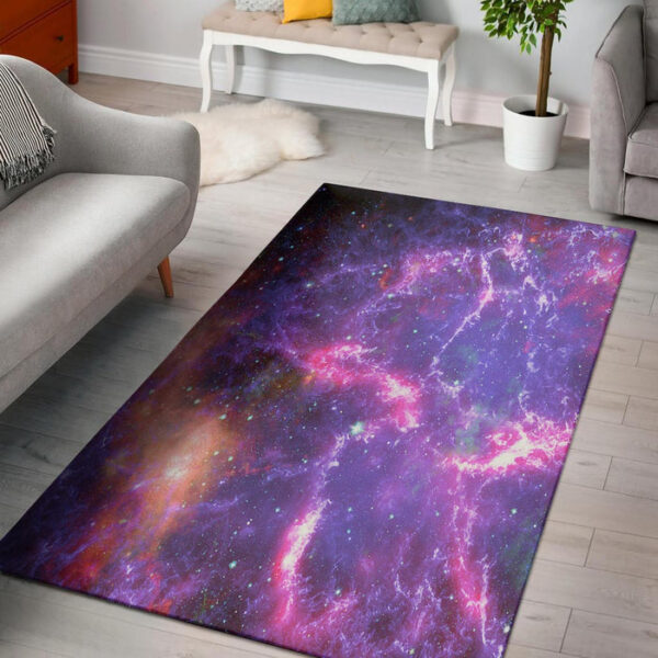 Purple Nebula Galaxy Space Sillvela Area Rug