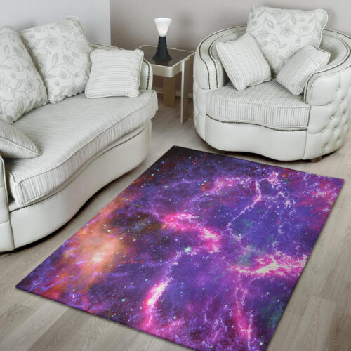 Purple Nebula Galaxy Space Sillvela Area Rug