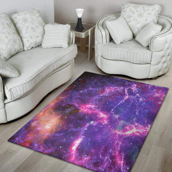 Purple Nebula Galaxy Space Sillvela Area Rug