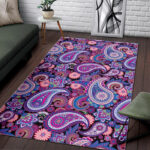 Purple Paisley Pattern Print Sillvela Area Rug