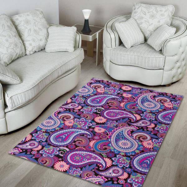 Purple Paisley Pattern Print Sillvela Area Rug