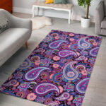 Purple Paisley Pattern Print Sillvela Area Rug