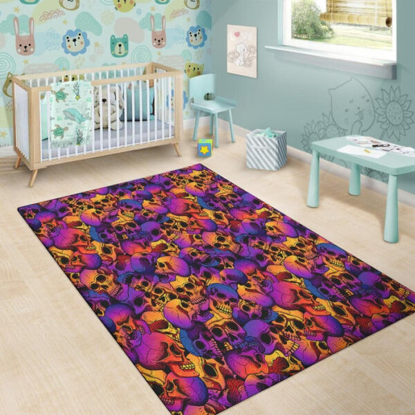 Purple Skull Sillvela Area Rug