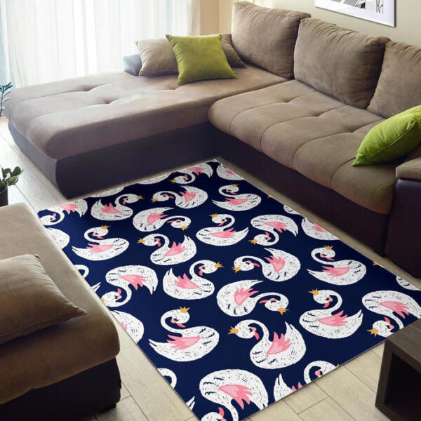 Queen Swan Pattern Print Sillvela Area Rug