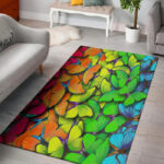 Rainbow Butterfly Print Sillvela Area Rug
