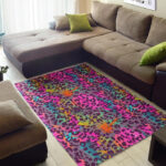 Rainbow Cheetah Leopard Pattern Print Sillvela Area Rug