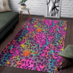 Rainbow Cheetah Leopard Pattern Print Sillvela Area Rug