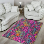 Rainbow Cheetah Leopard Pattern Print Sillvela Area Rug