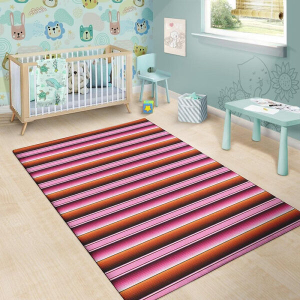 Red And Pink Mexican Baja Sillvela Area Rug