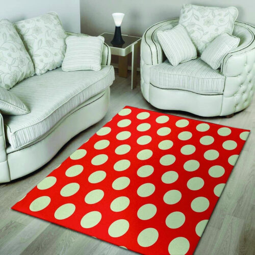 Red And White Polka Dot Sillvela Area Rug