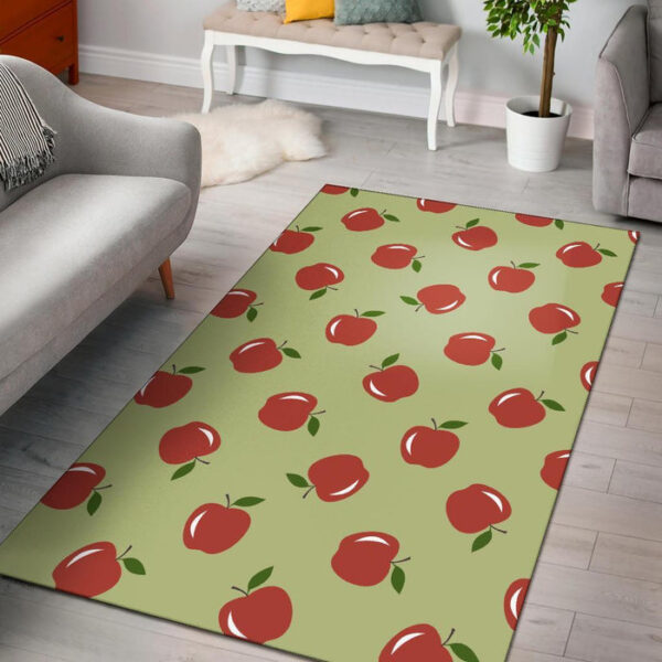 Red Apple Print Pattern Sillvela Area Rug