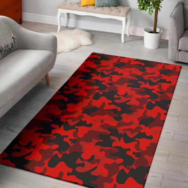Red Camo Print Sillvela Area Rug