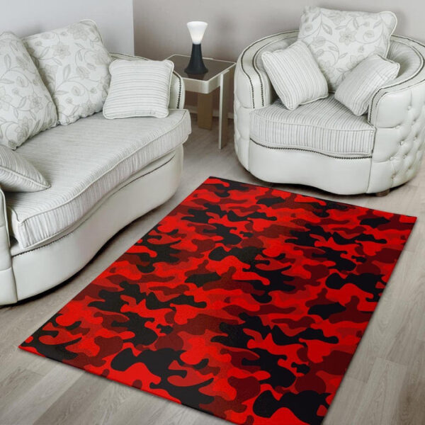 Red Camo Print Sillvela Area Rug