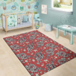 Red Chinese Dragon Floral Print Sillvela Area Rug