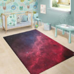 Red Cosmic Galaxy Space Sillvela Area Rug