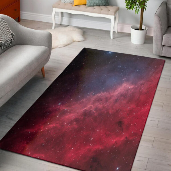 Red Cosmic Galaxy Space Sillvela Area Rug